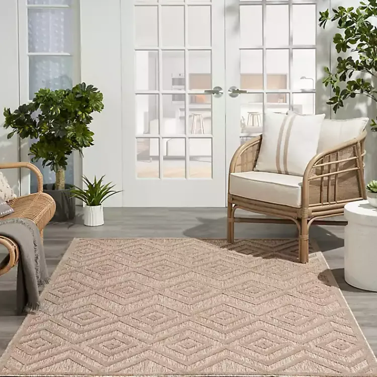 Kirklands Home Mocha Diamond Outdoor Area Rug, 6x9 New