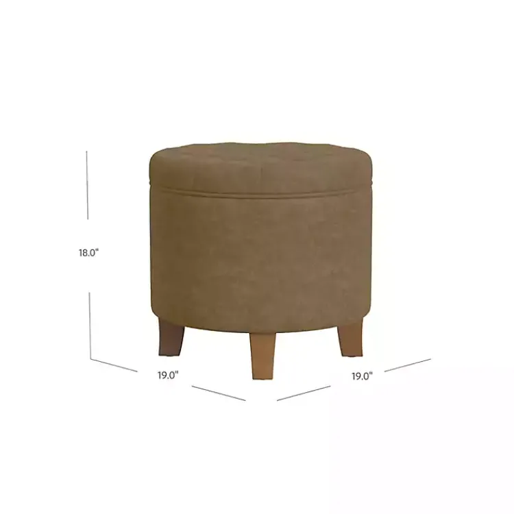 Kirklands Home Mocha Velvet Tufted Storage Ottoman Brown New
