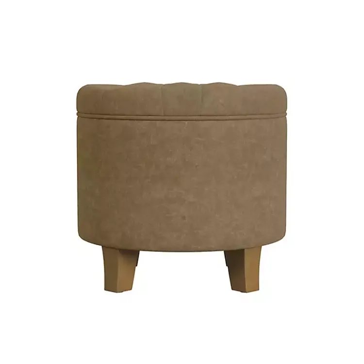 Kirklands Home Mocha Velvet Tufted Storage Ottoman Brown New
