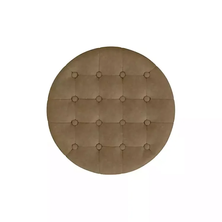 Kirklands Home Mocha Velvet Tufted Storage Ottoman Brown New