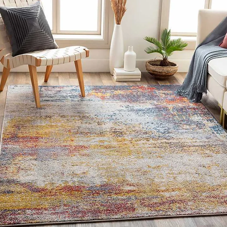 Kirklands Home Modern Abstract Sunset Area Rug, 8x12 Multi Clearance