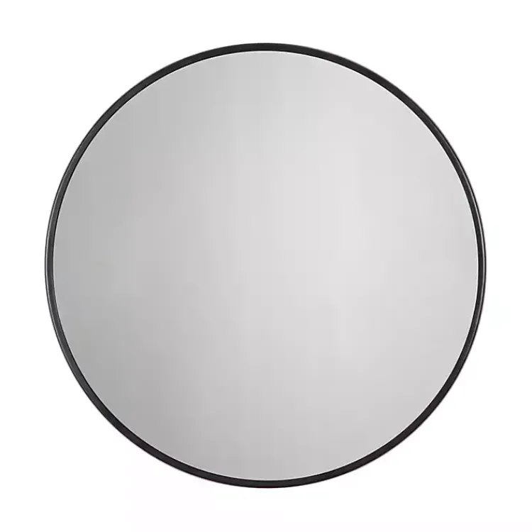 Kirklands Home Modern Metal Round Wall Mirror Black New