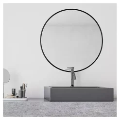 Kirklands Home Modern Metal Round Wall Mirror Black New