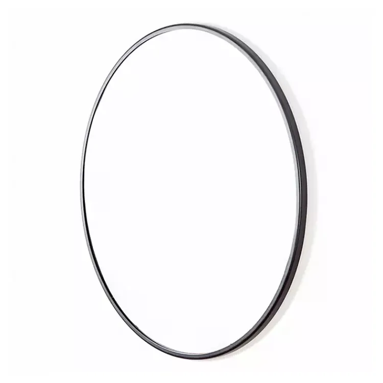 Kirklands Home Modern Metal Round Wall Mirror Black New