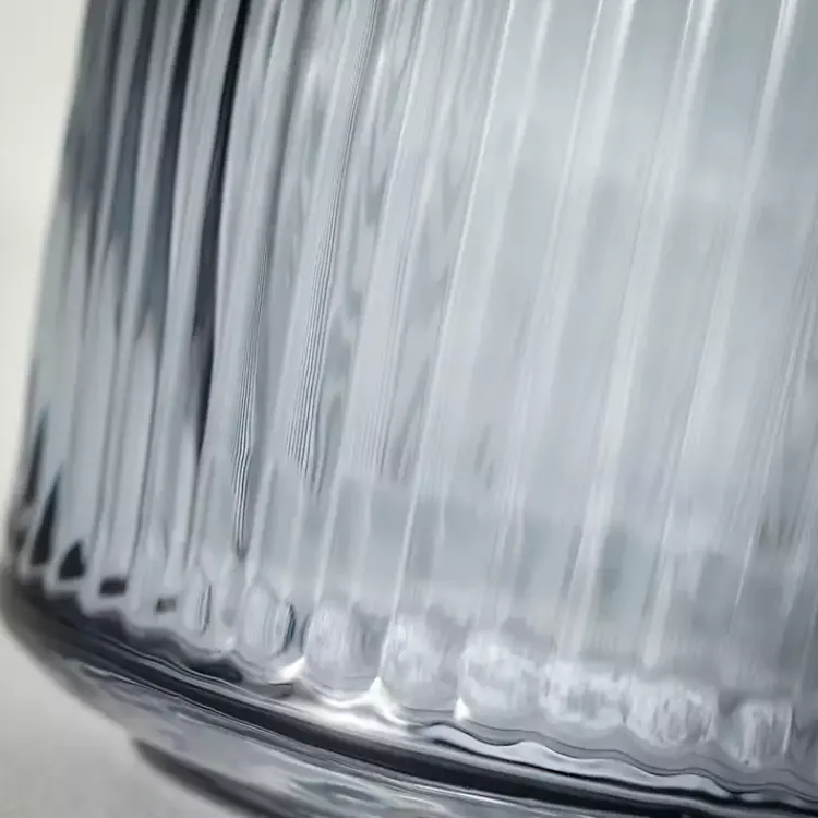 Vases>Kirklands Home Modern Ribbed Glass Vase Gray