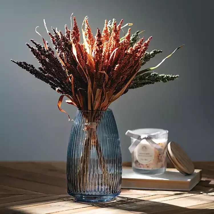 Vases>Kirklands Home Modern Ribbed Glass Vase Gray