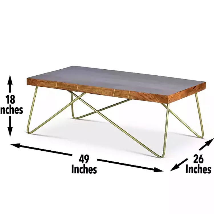 Kirklands Home Modern Mango Wood Brass Coffee Table Brown Best