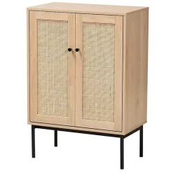 Kirklands Home Modern Natural Wood Rat Cabinet Tan New