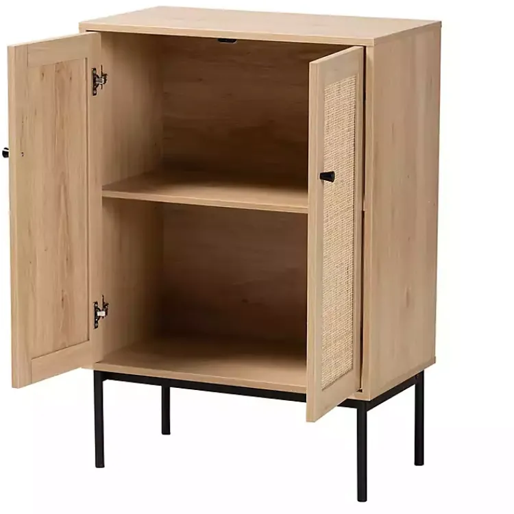 Kirklands Home Modern Natural Wood Rat Cabinet Tan New