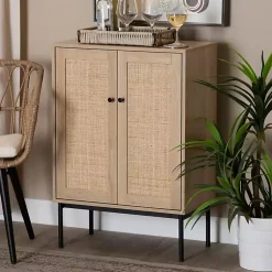 Kirklands Home Modern Natural Wood Rat Cabinet Tan New