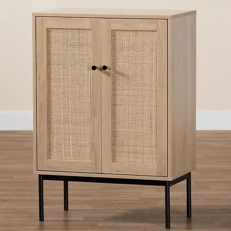 Kirklands Home Modern Natural Wood Rat Cabinet Tan New