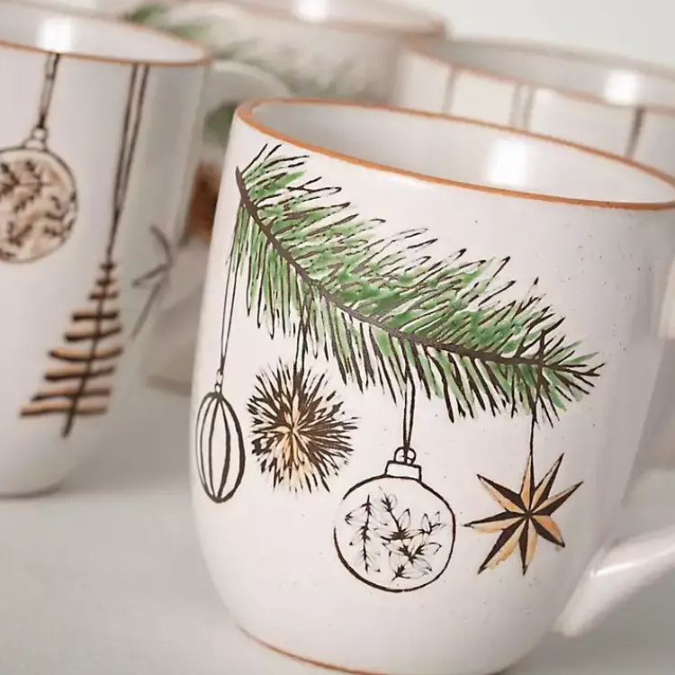 Christmas Dining & Entertaining>Kirklands Home Modern White Cozy Christmas Mugs, Set of 4
