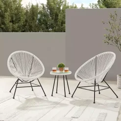 Kirklands Home Modern Wicker 3-pc. Outdoor Patio Set White Best