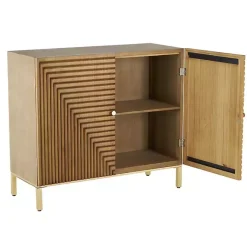 Kirklands Home Modern Wood Geometric Cabinet Brown Sale