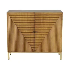 Kirklands Home Modern Wood Geometric Cabinet Brown Sale