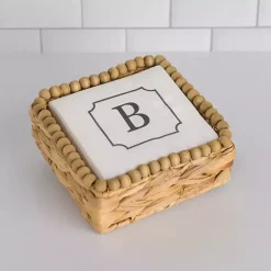 Kirklands Home Monogram B Beaded Napkin Holder Set New