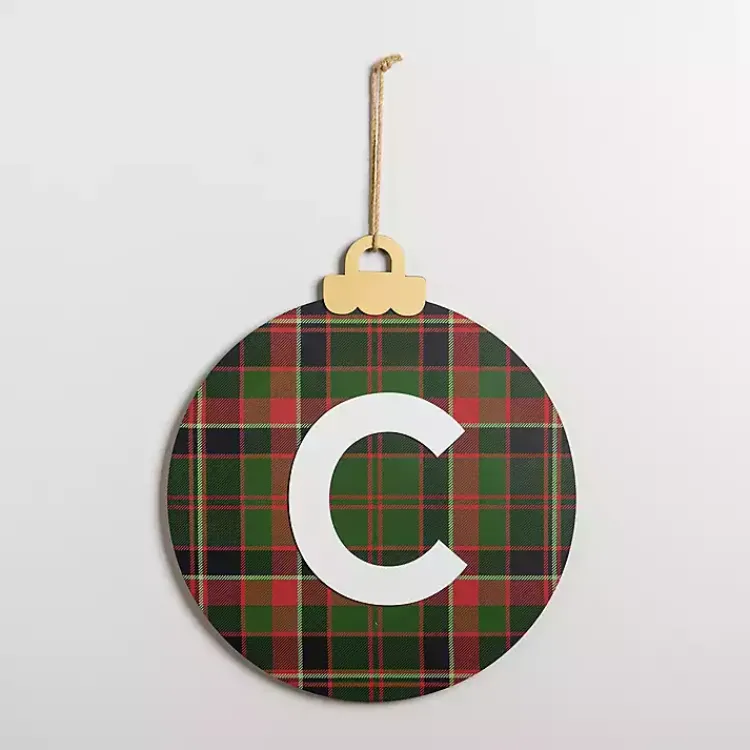 Monogram Seasonal Decor>Kirklands Home Monogram C Plaid Ornament Wall Plaque