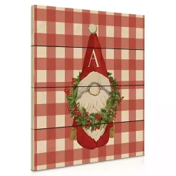 Monogram Seasonal Decor>Kirklands Home Monogram Christmas Gnome Personalized Wall Plaque Red