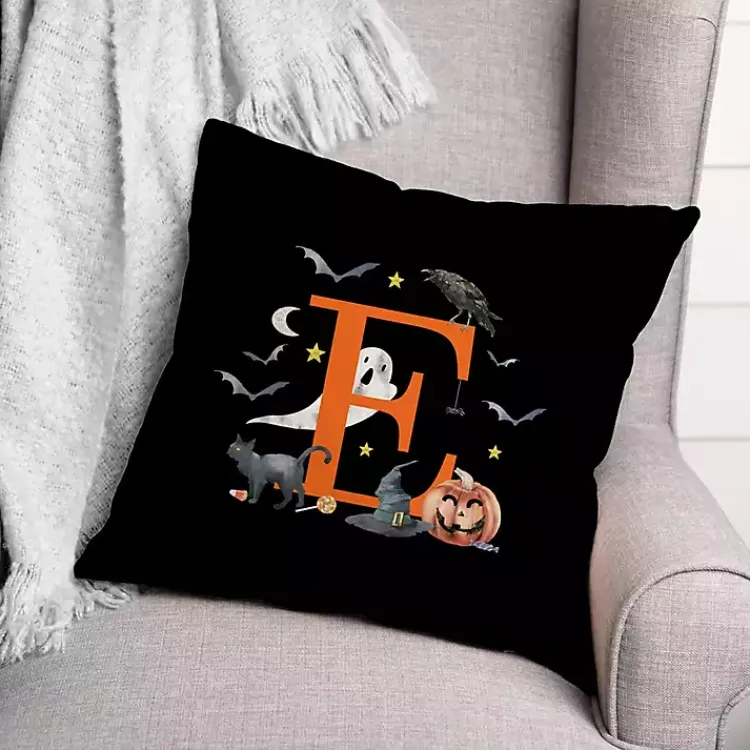 Halloween>Kirklands Home Monogram E Halloween Indoor/Outdoor Pillow