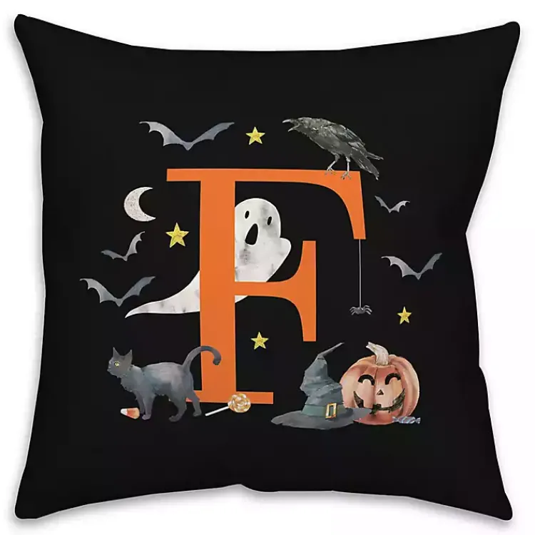 Halloween>Kirklands Home Monogram F Halloween Indoor/Outdoor Pillow