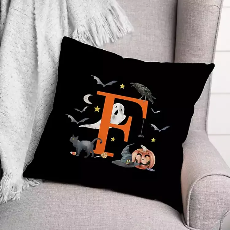 Halloween>Kirklands Home Monogram F Halloween Indoor/Outdoor Pillow