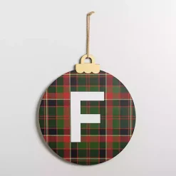Monogram Seasonal Decor>Kirklands Home Monogram F Plaid Ornament Wall Plaque