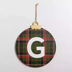 Monogram Seasonal Decor>Kirklands Home Monogram G Plaid Ornament Wall Plaque