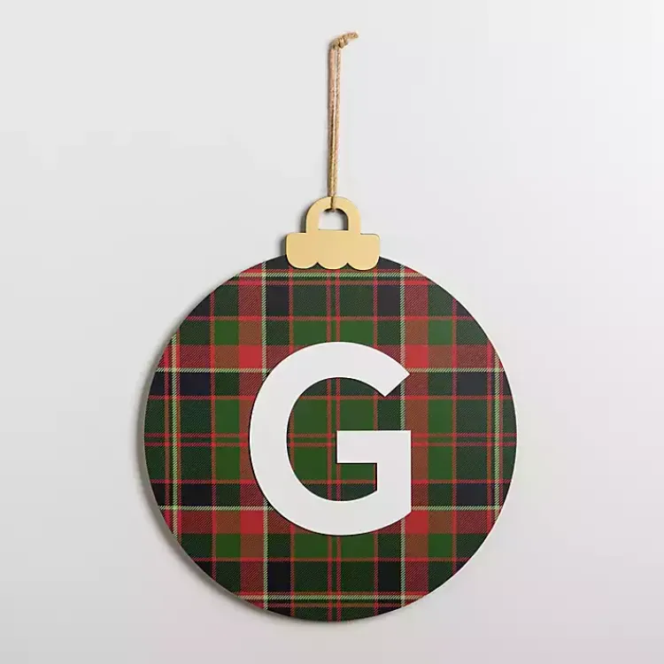 Monogram Seasonal Decor>Kirklands Home Monogram G Plaid Ornament Wall Plaque