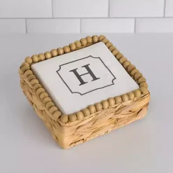 Kirklands Home Monogram H Beaded Napkin Holder Set Sale