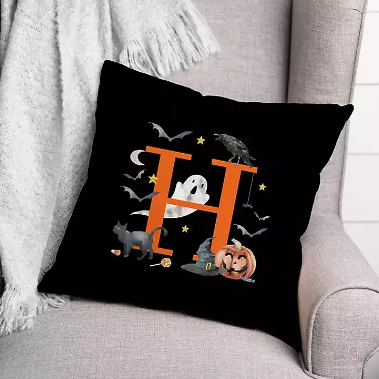 Halloween>Kirklands Home Monogram H Halloween Indoor/Outdoor Pillow