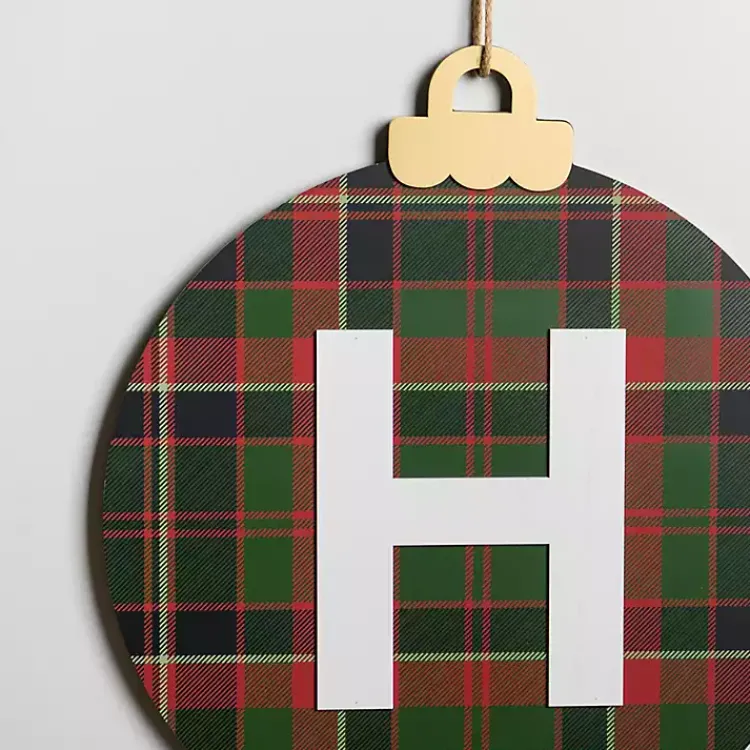 Monogram Seasonal Decor>Kirklands Home Monogram H Plaid Ornament Wall Plaque