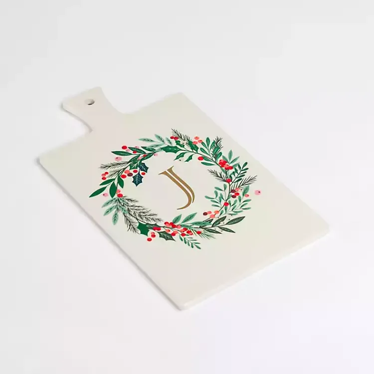 Monogram Seasonal Decor>Kirklands Home Monogram J Christmas Wreath Serving Board