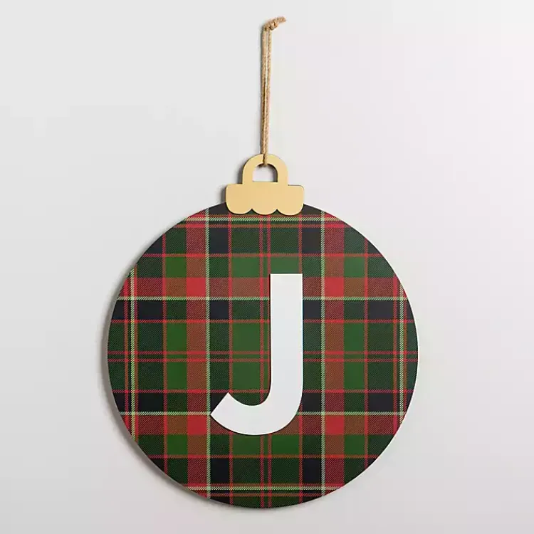 Monogram Seasonal Decor>Kirklands Home Monogram J Plaid Ornament Wall Plaque