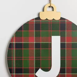 Monogram Seasonal Decor>Kirklands Home Monogram J Plaid Ornament Wall Plaque