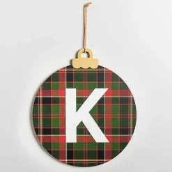 Monogram Seasonal Decor>Kirklands Home Monogram K Plaid Ornament Wall Plaque
