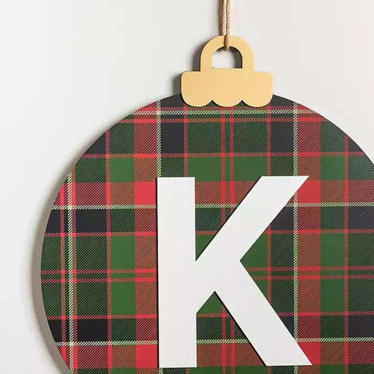 Monogram Seasonal Decor>Kirklands Home Monogram K Plaid Ornament Wall Plaque