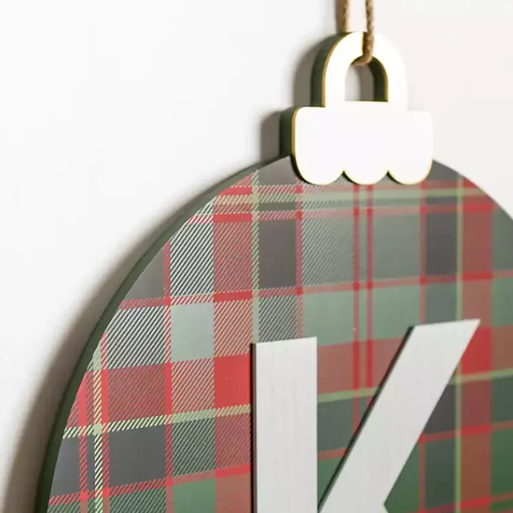Monogram Seasonal Decor>Kirklands Home Monogram K Plaid Ornament Wall Plaque