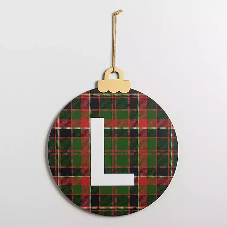 Monogram Seasonal Decor>Kirklands Home Monogram L Plaid Ornament Wall Plaque