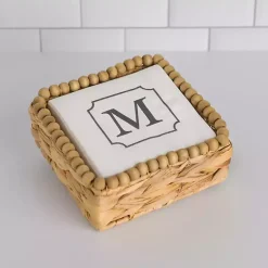 Kirklands Home Monogram M Beaded Napkin Holder Set New