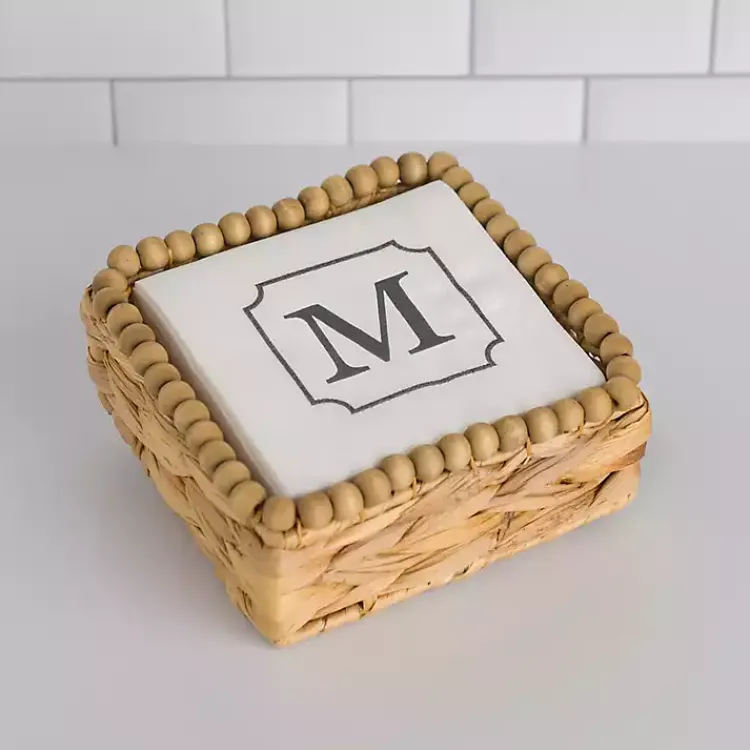 Kirklands Home Monogram M Beaded Napkin Holder Set New