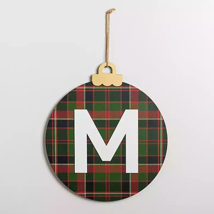 Monogram Seasonal Decor>Kirklands Home Monogram M Plaid Ornament Wall Plaque