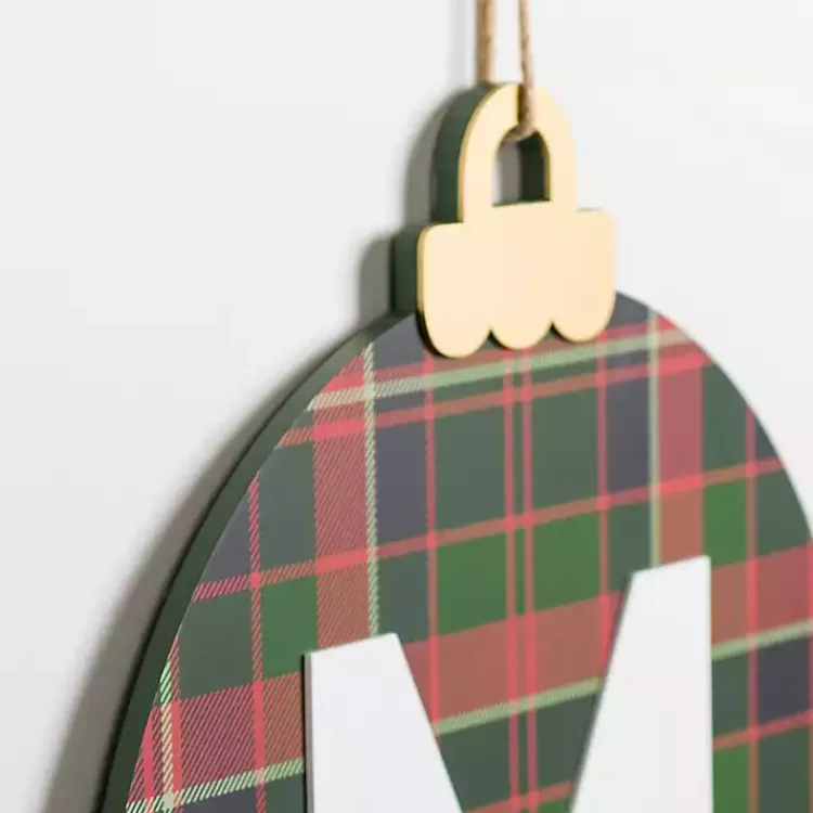Monogram Seasonal Decor>Kirklands Home Monogram M Plaid Ornament Wall Plaque