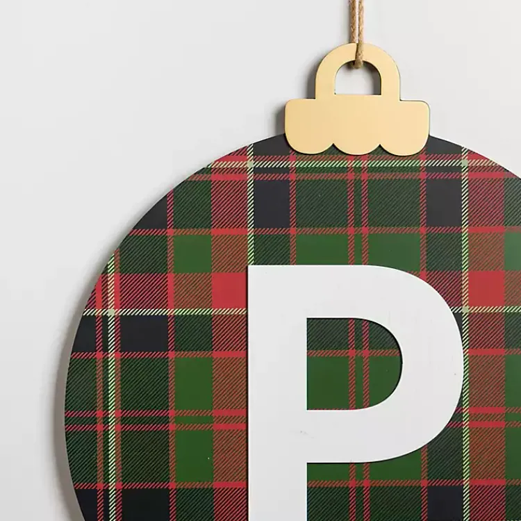 Monogram Seasonal Decor>Kirklands Home Monogram P Plaid Ornament Wall Plaque