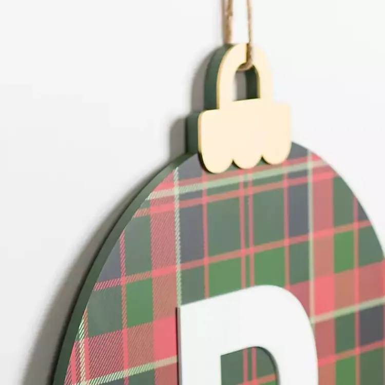 Monogram Seasonal Decor>Kirklands Home Monogram P Plaid Ornament Wall Plaque