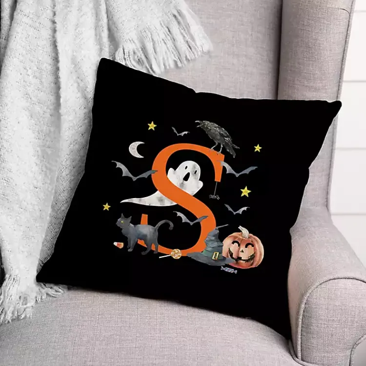 Halloween>Kirklands Home Monogram S Halloween Indoor/Outdoor Pillow