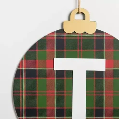 Monogram Seasonal Decor>Kirklands Home Monogram T Plaid Ornament Wall Plaque