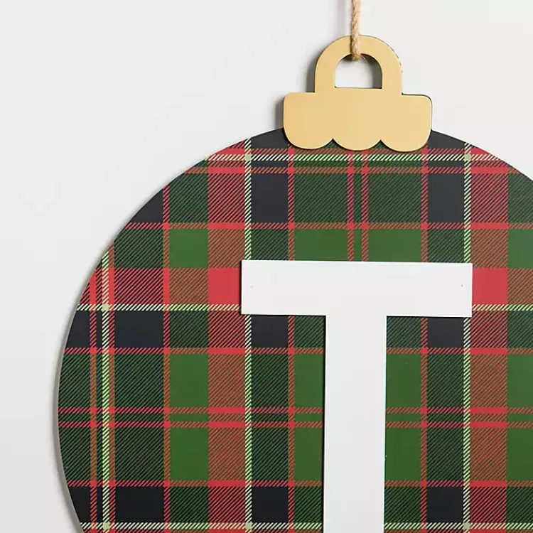 Monogram Seasonal Decor>Kirklands Home Monogram T Plaid Ornament Wall Plaque