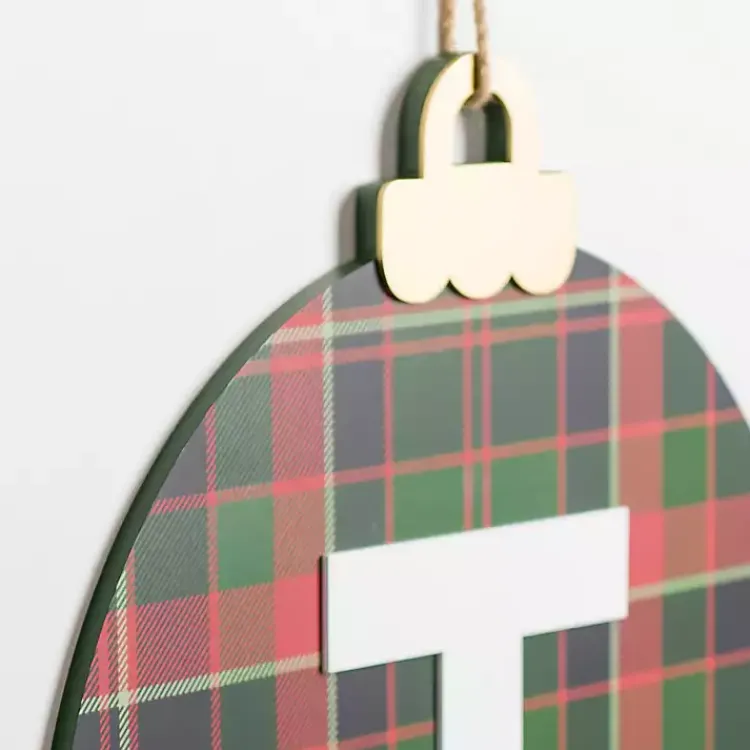 Monogram Seasonal Decor>Kirklands Home Monogram T Plaid Ornament Wall Plaque