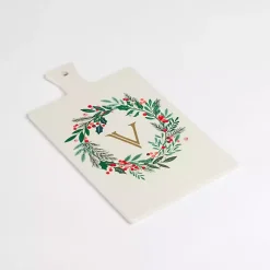 Monogram Seasonal Decor>Kirklands Home Monogram V Christmas Wreath Serving Board