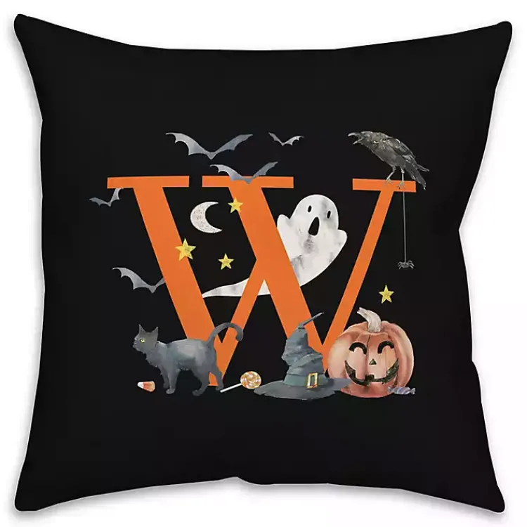Halloween>Kirklands Home Monogram W Halloween Indoor/Outdoor Pillow